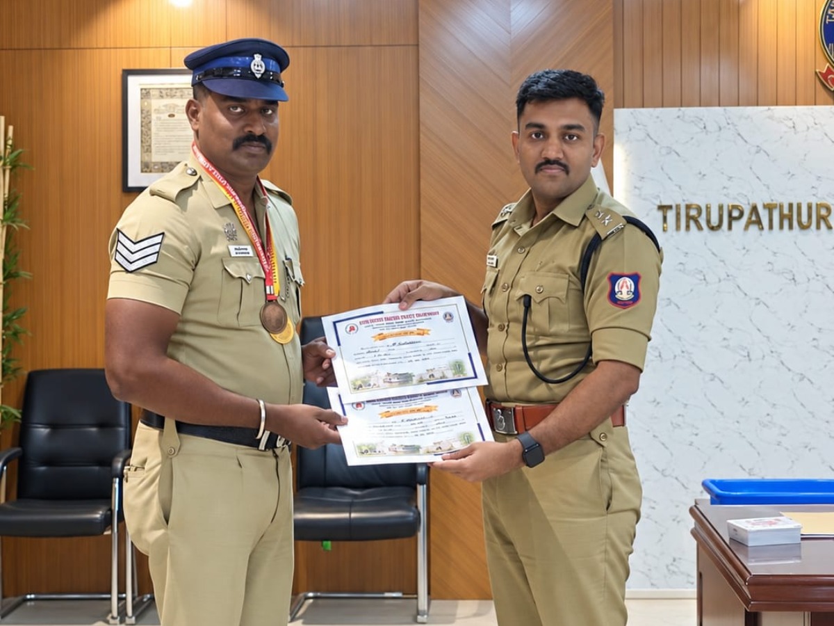 மாநில அளவிலான தடகளப் போட்டிக்குத் தகுதி பெற்ற தலைமை காவலர்