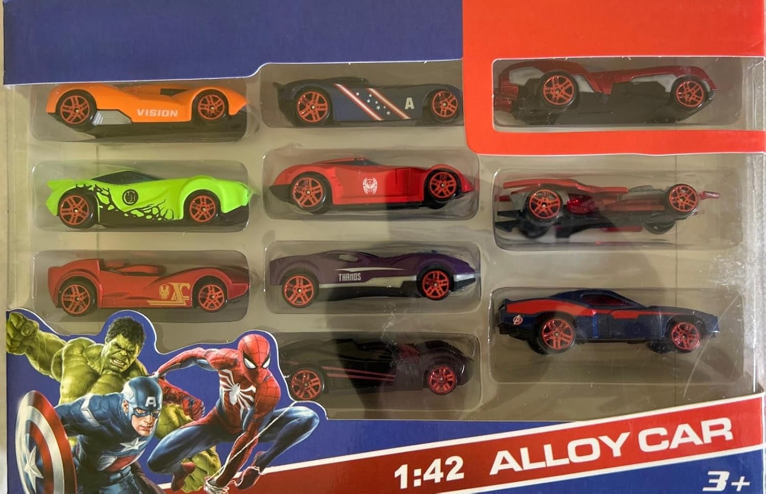 Metal Mini Avenger Car Toy - Pack of 10 Pcs