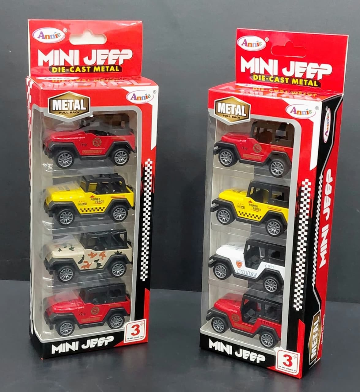 Die Cast Metal Mini Jeeps - Set of 4