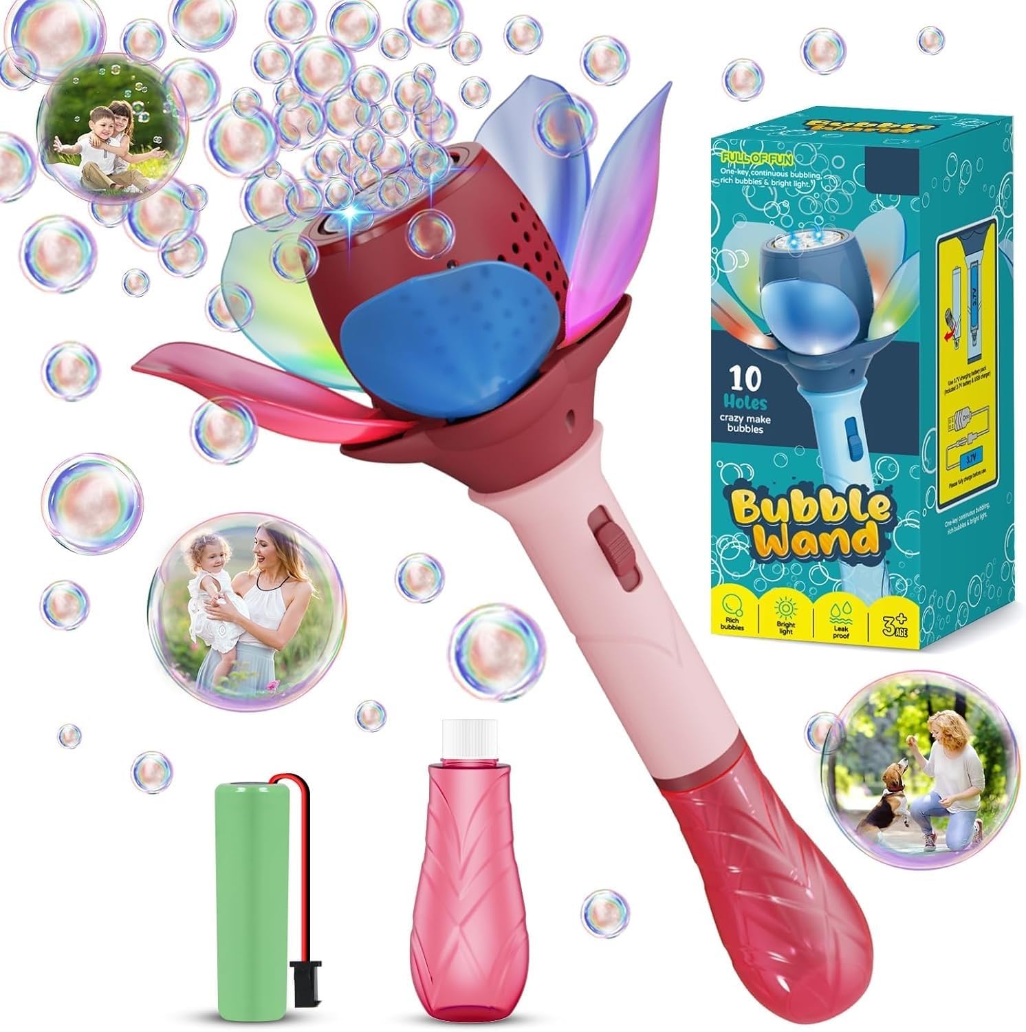 LED Flower Bubble Gun Machine for Kids