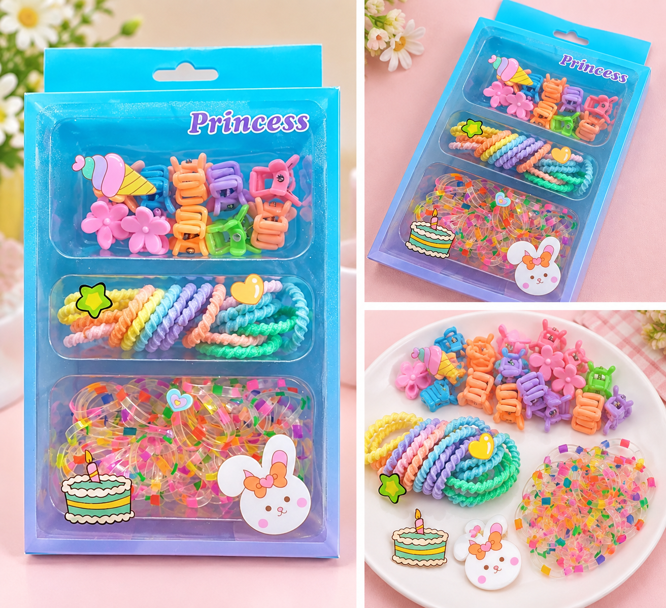 Hair Clips and Rubber Bands Set