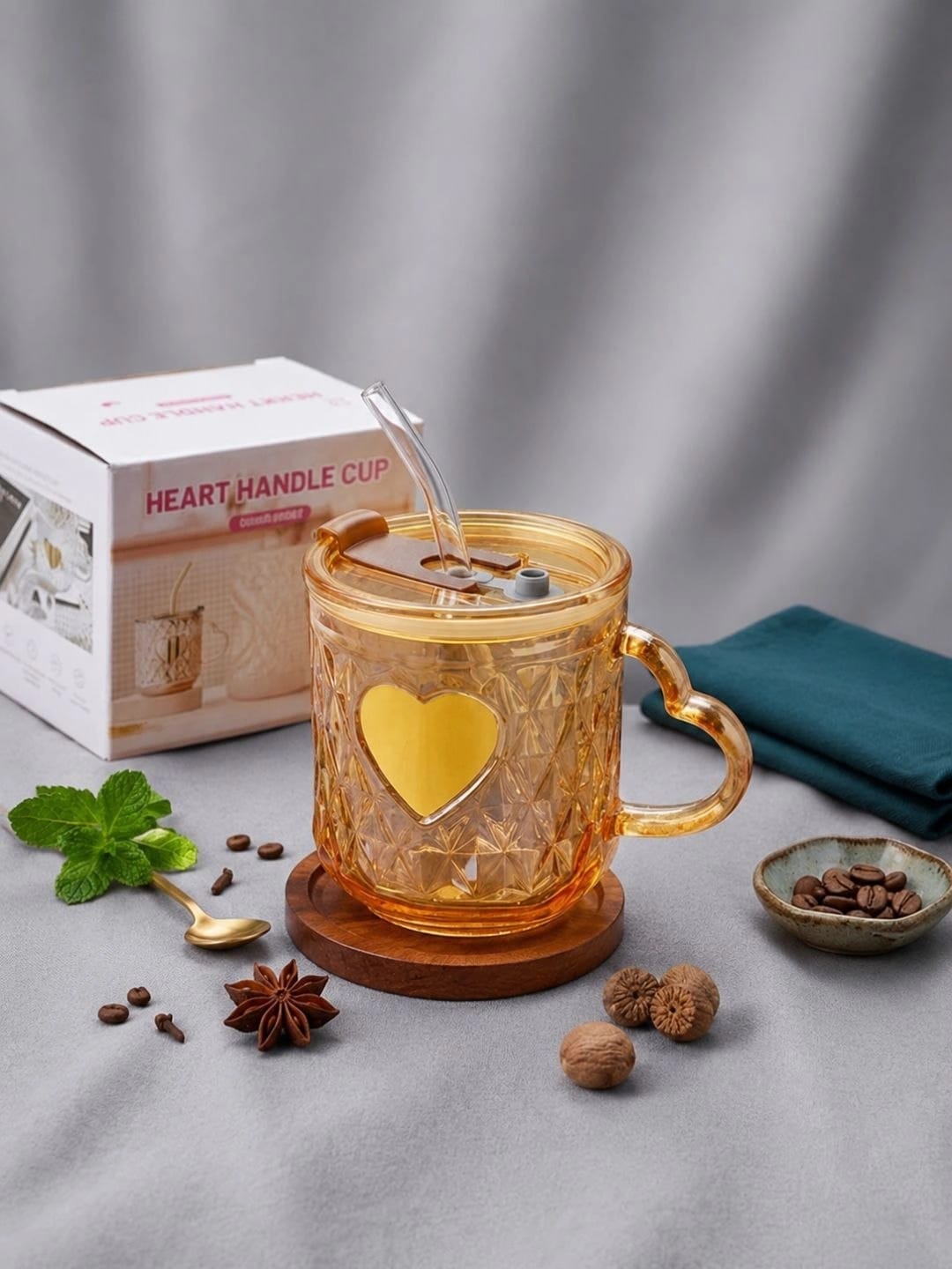 Heart Shaped Handle Glass Mug