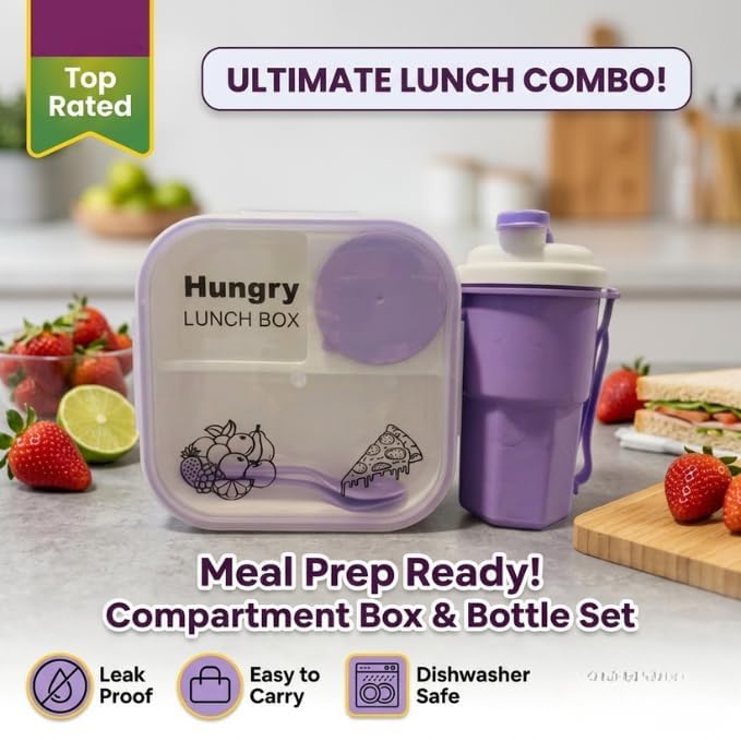 Hungry Lunch Box with Bottle Set for School