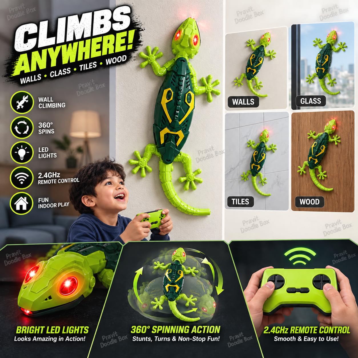 Wall Climbing RC Lizard Toy with Remote Control