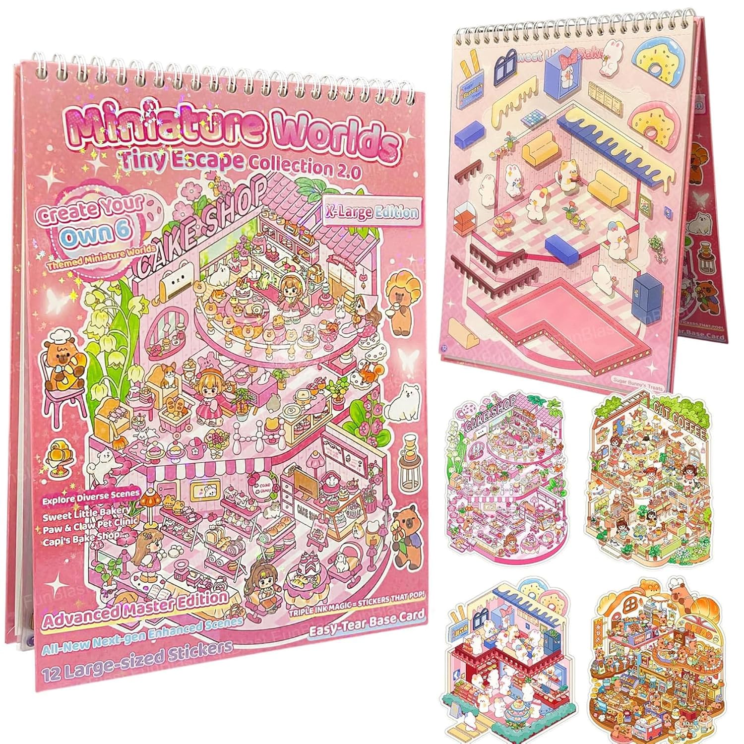 Miniature Worlds Sticker Activity Book for Kids