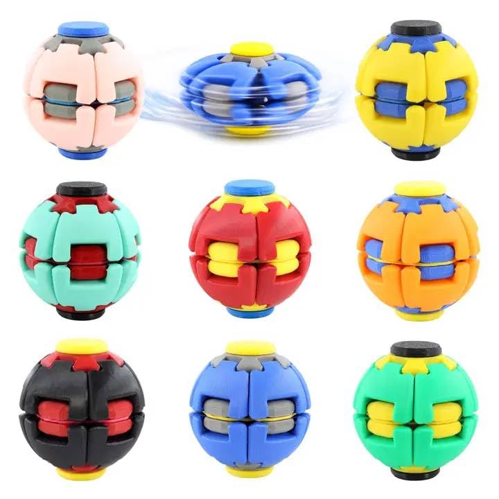 Fidget Ball Press Spin Toy with Colorful RGB Lights