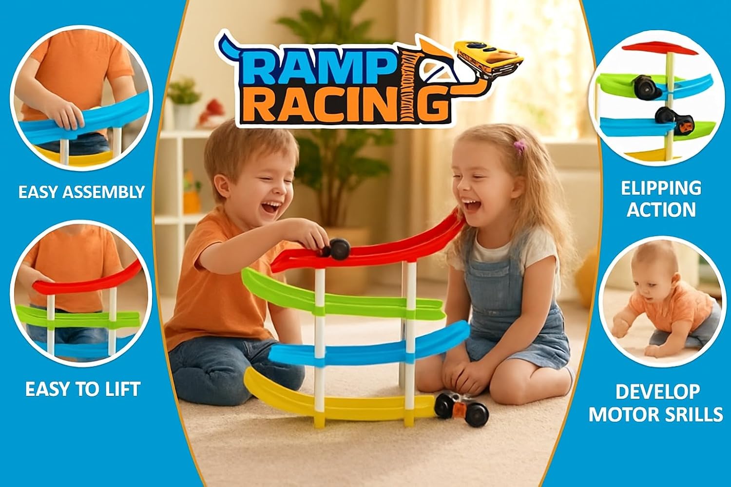 Kids Zig Zag Ramp Racing Track Toy