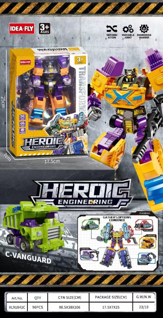5 in 1 Construction Vehicle Robot Transformer Toy
