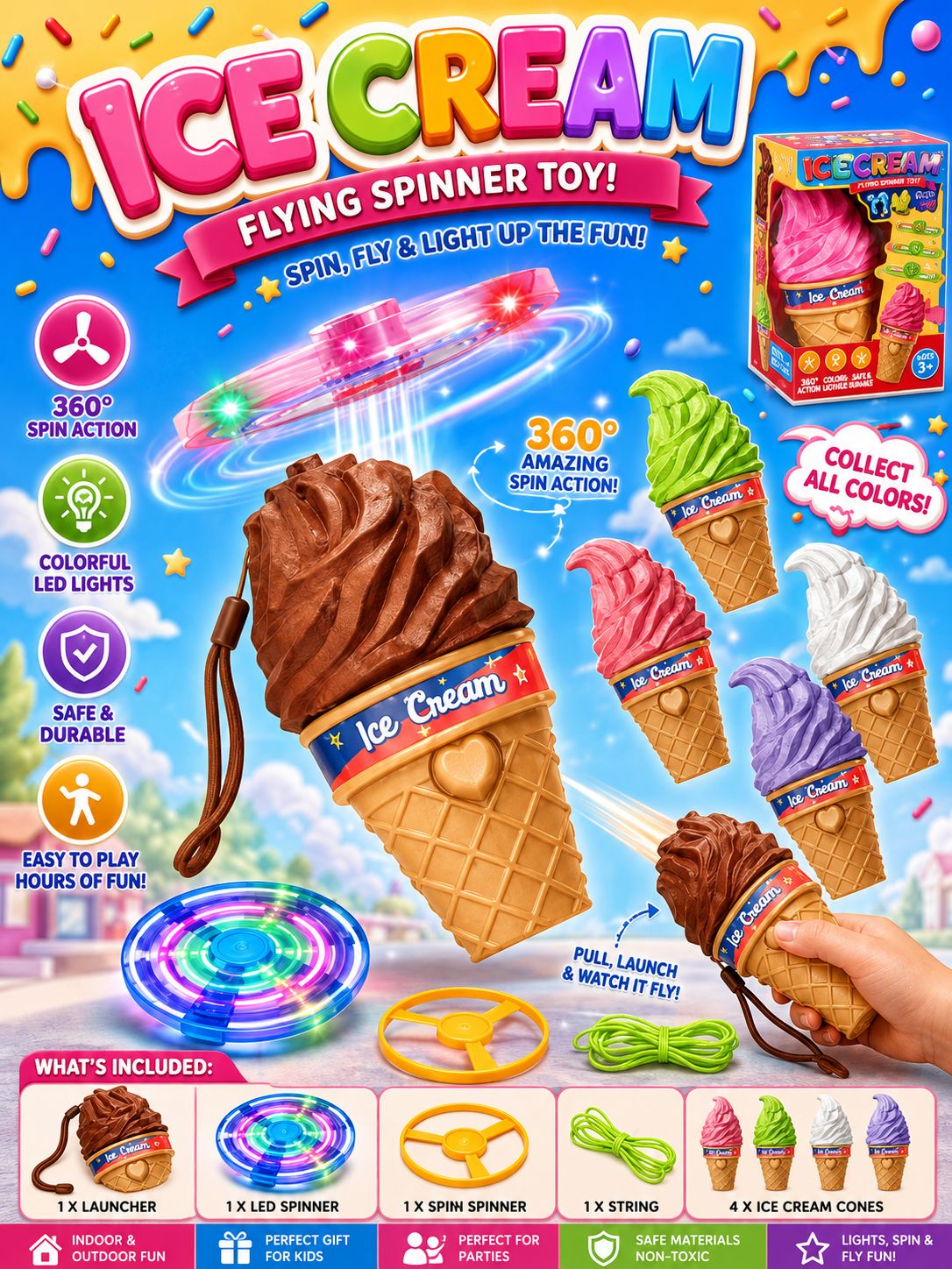 Ice Cream flying spinning toy