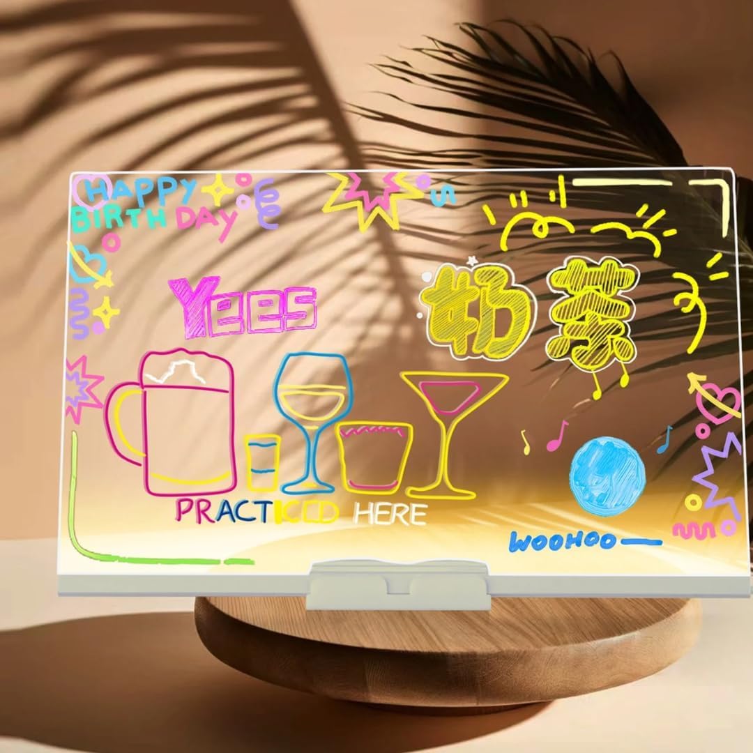 LED Acrylic Writing Board with Light & 7 Pens - Small