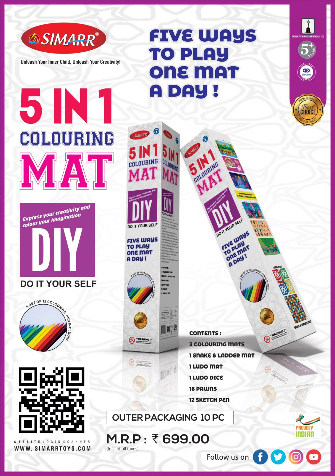 Simmar 5 in 1 Coloring Mat