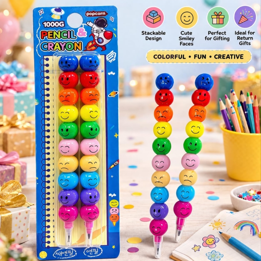 Smiley Stacking Pencils with Crayons