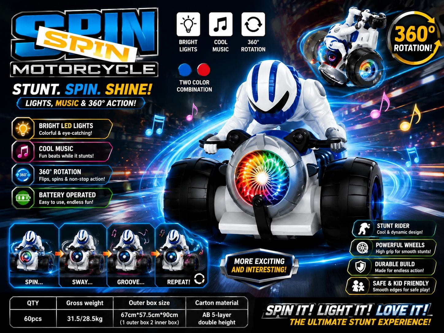 Stunt Spin Motorcycle 360° Rotating
