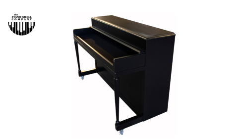 An upright piano shell prepared for the stage, studio or home