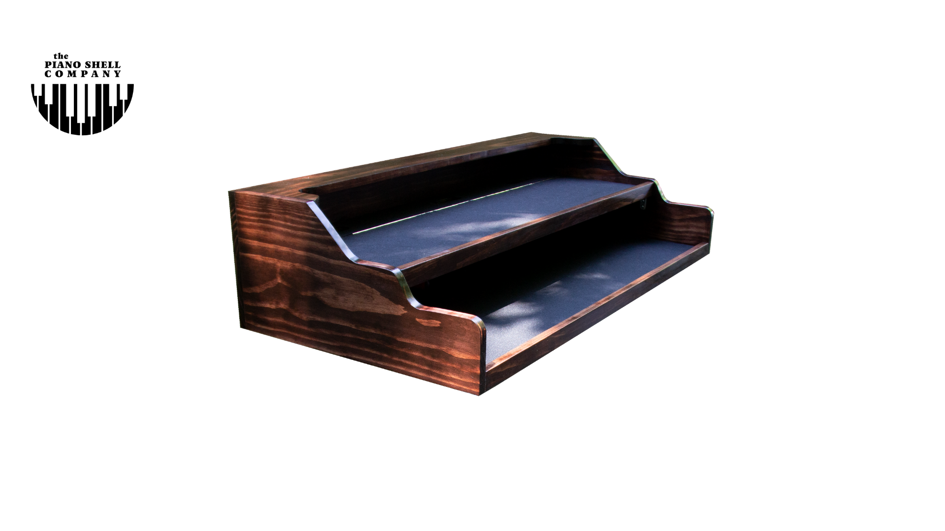 A Double MINI Shell stained dark walnut brown for the stage, studio or home