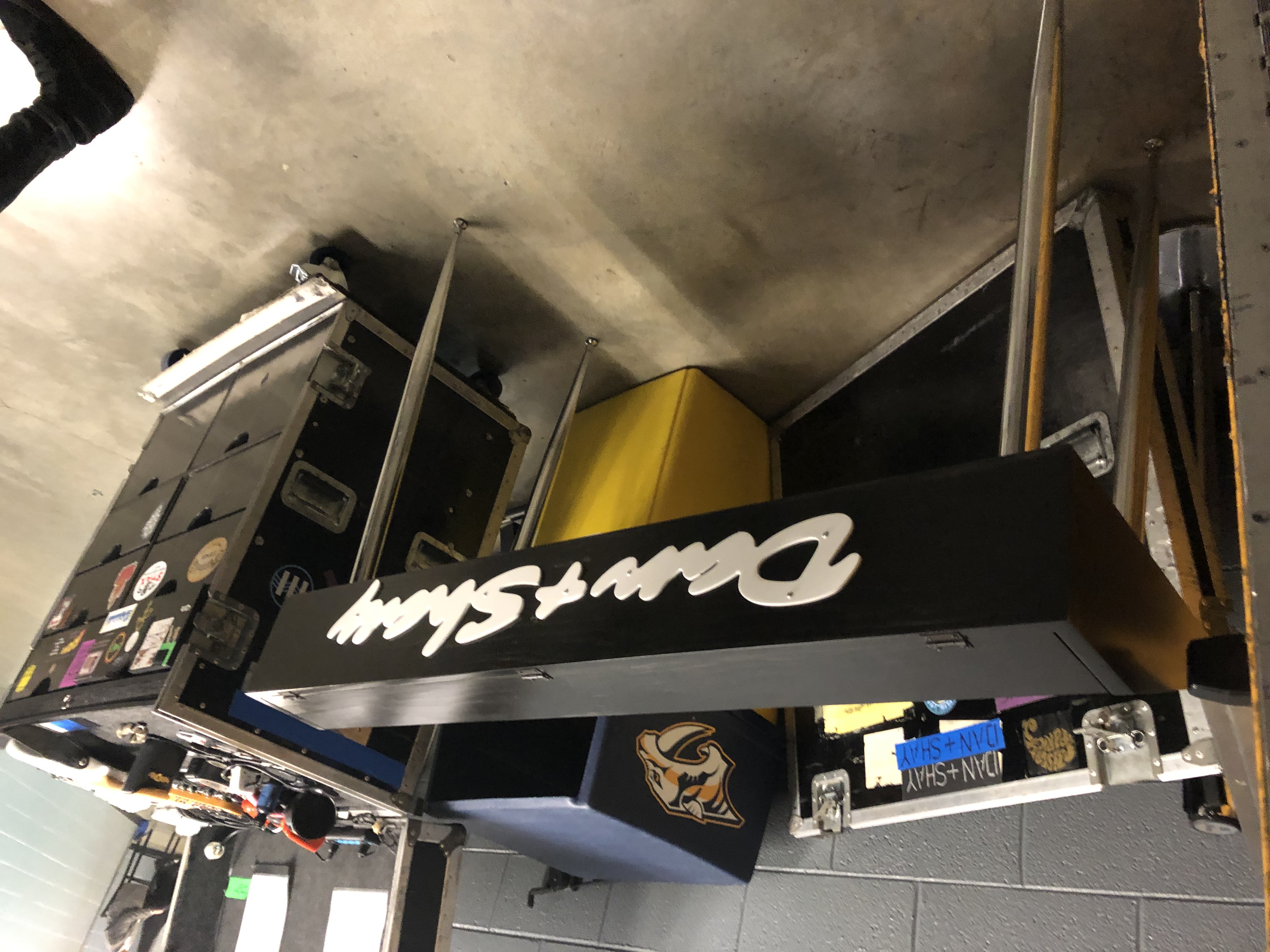 A MINI Shell stained black for Dan and Shay for the stage with a custom logo