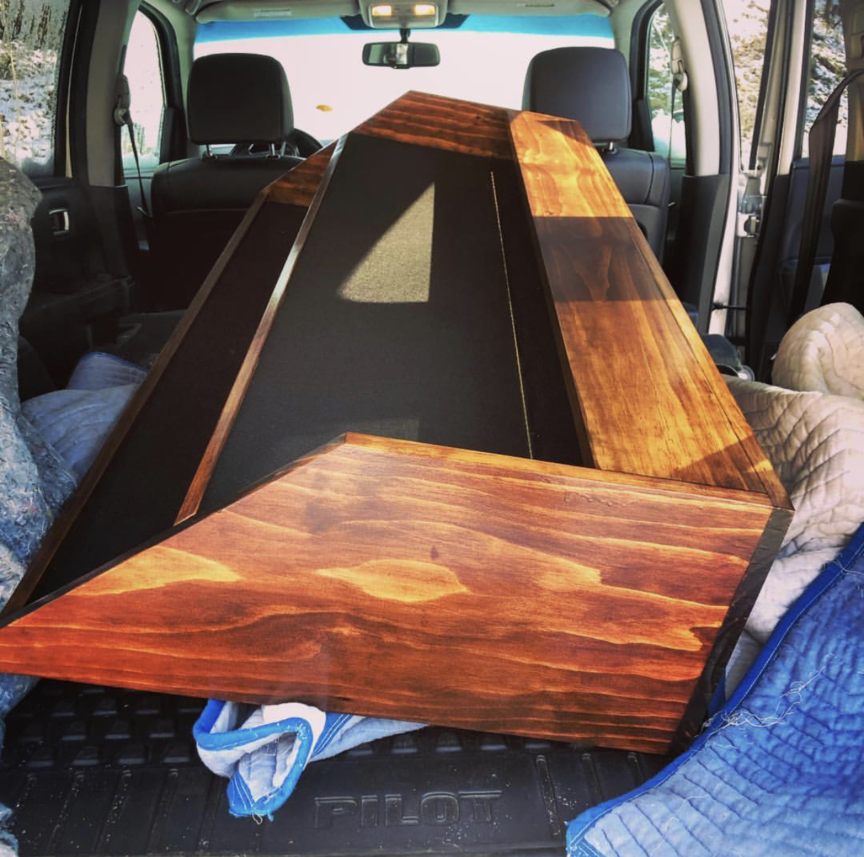 A MINI Shell stained dark walnut brown for the stage, studio or home