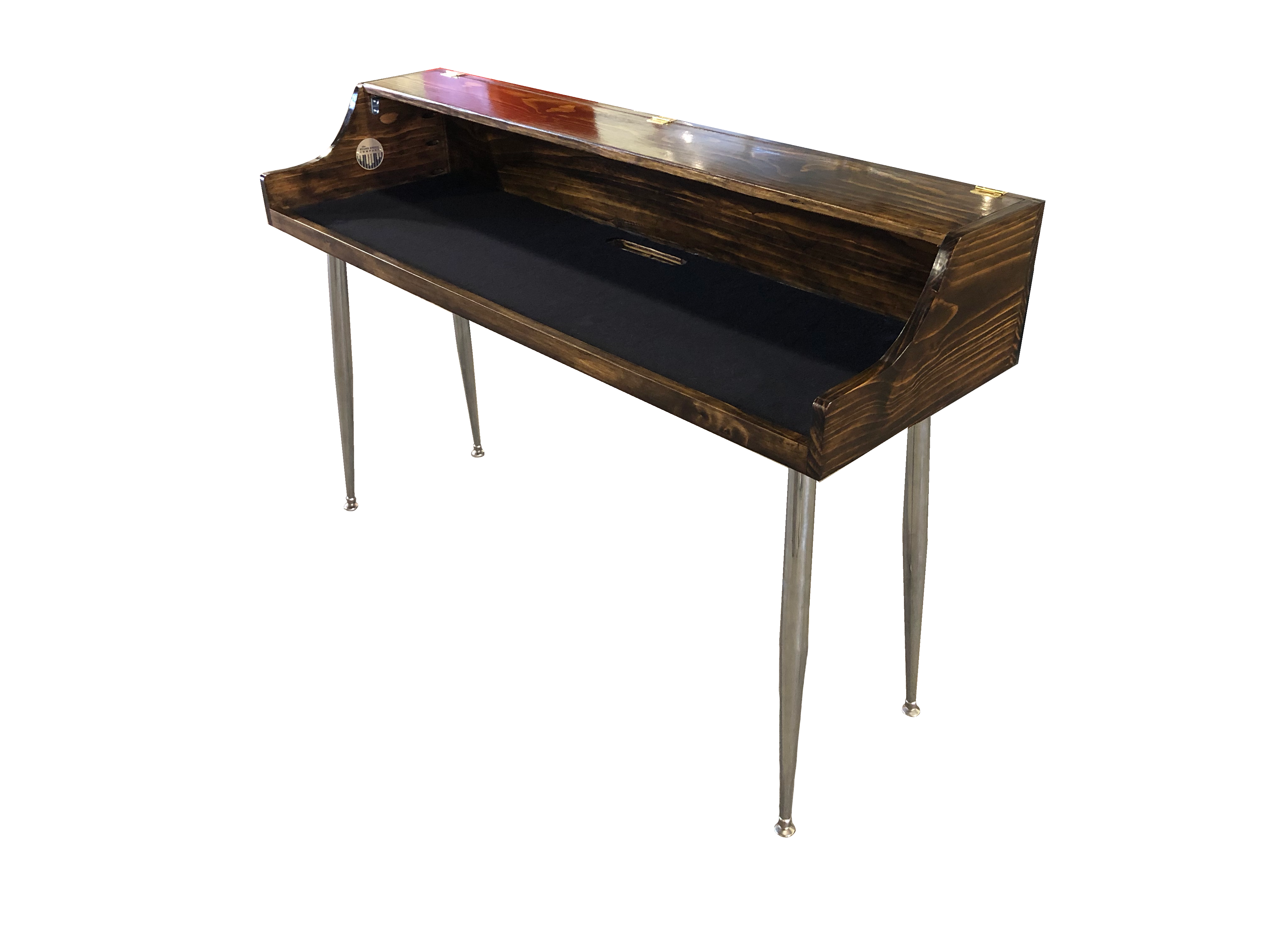 A MINI Shell stained dark walnut brown for the stage, studio or home