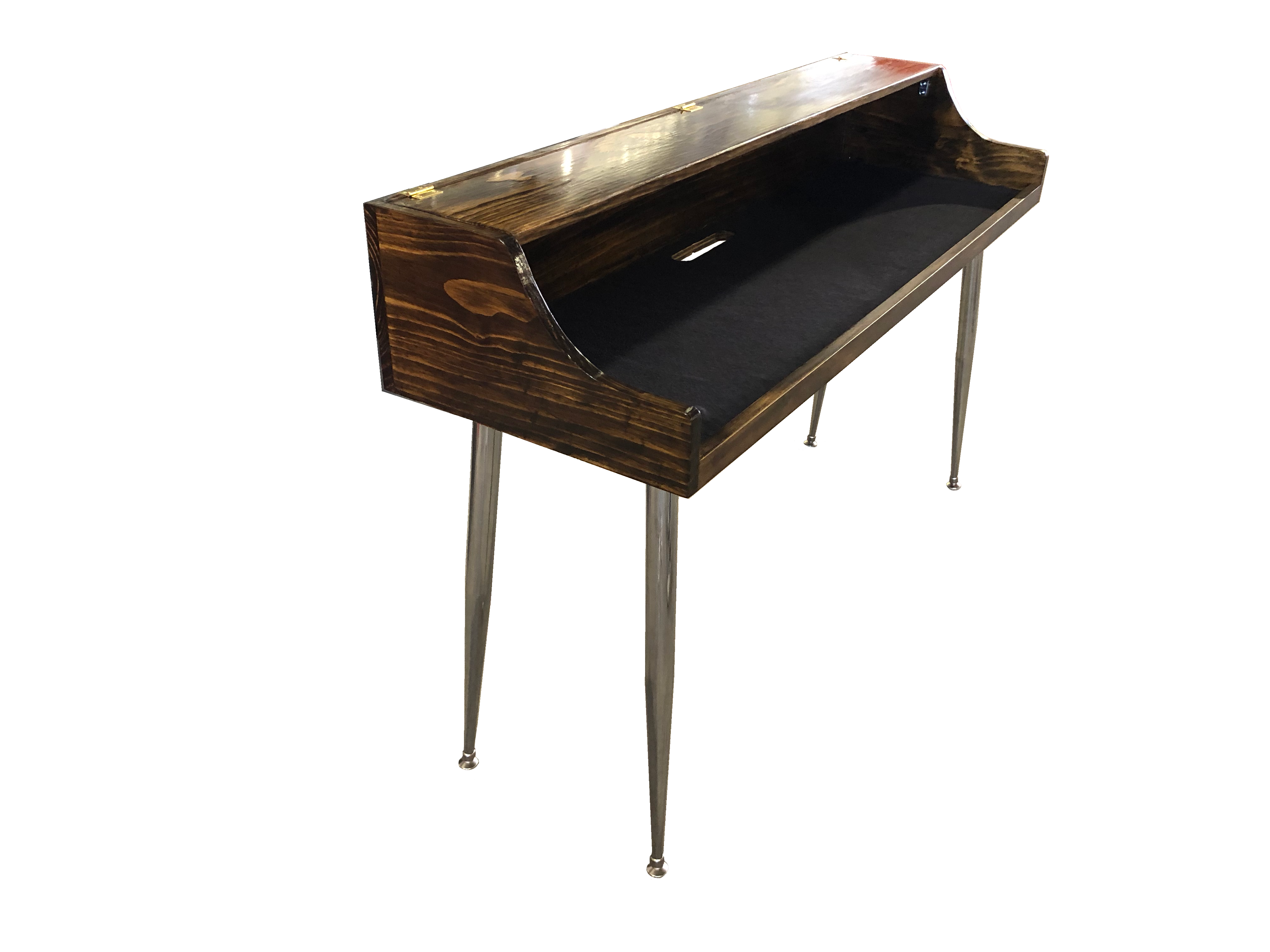 A MINI Shell stained dark walnut brown for the stage, studio or home