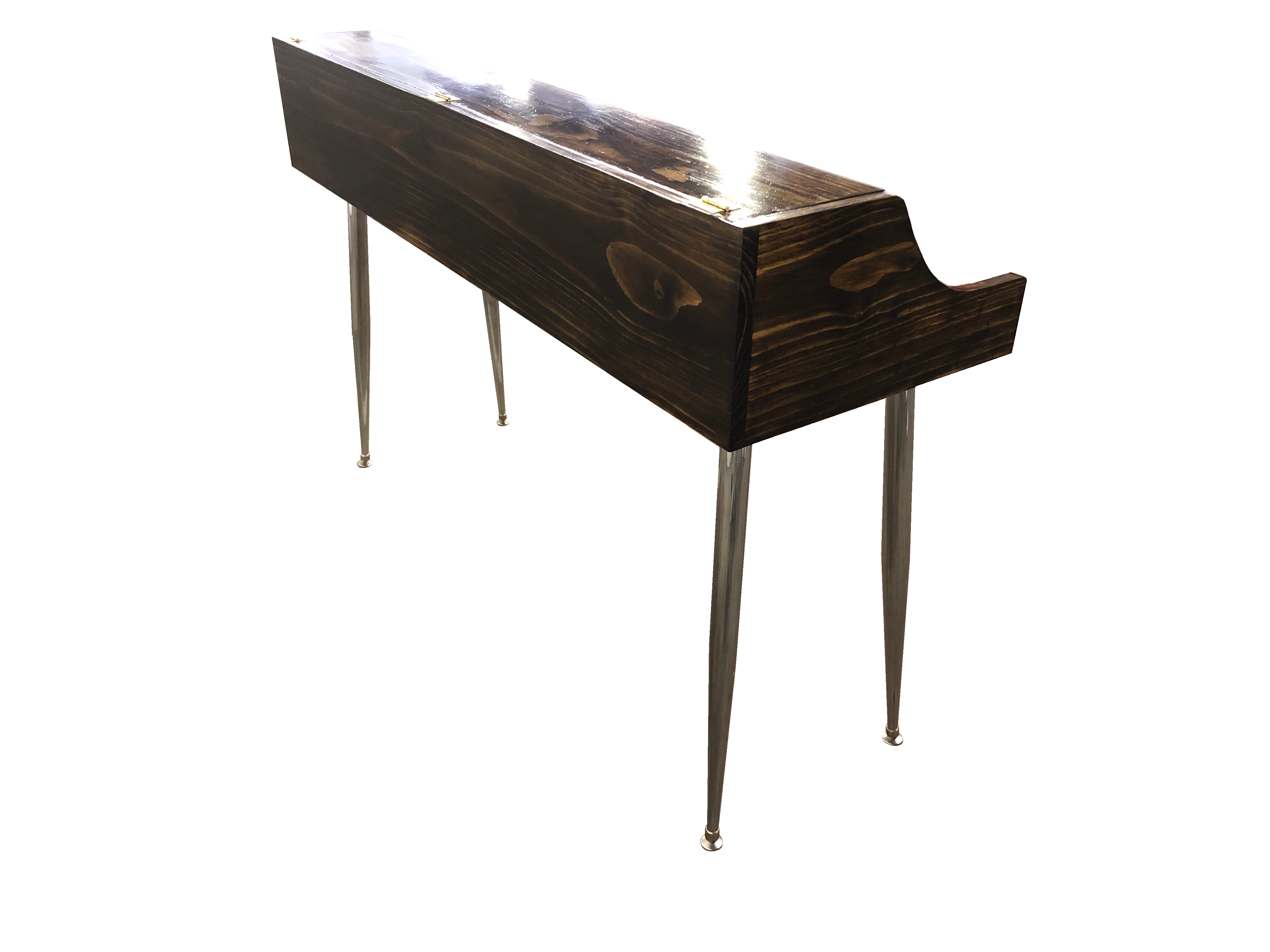 A MINI Shell stained dark walnut brown for the stage, studio or home