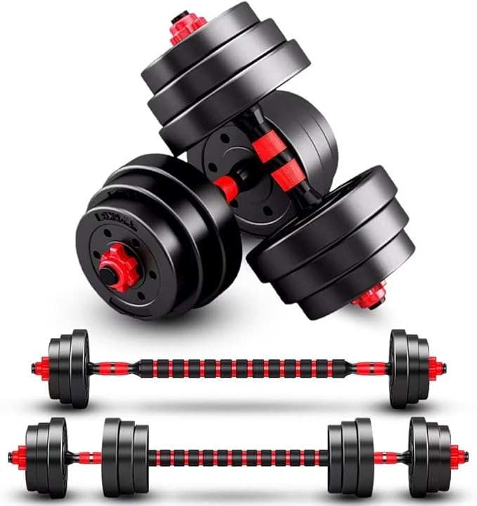 Adjustable Dumbbell Set – 2-in-1 Convertible to Barbell for Home Gym, Men & Women