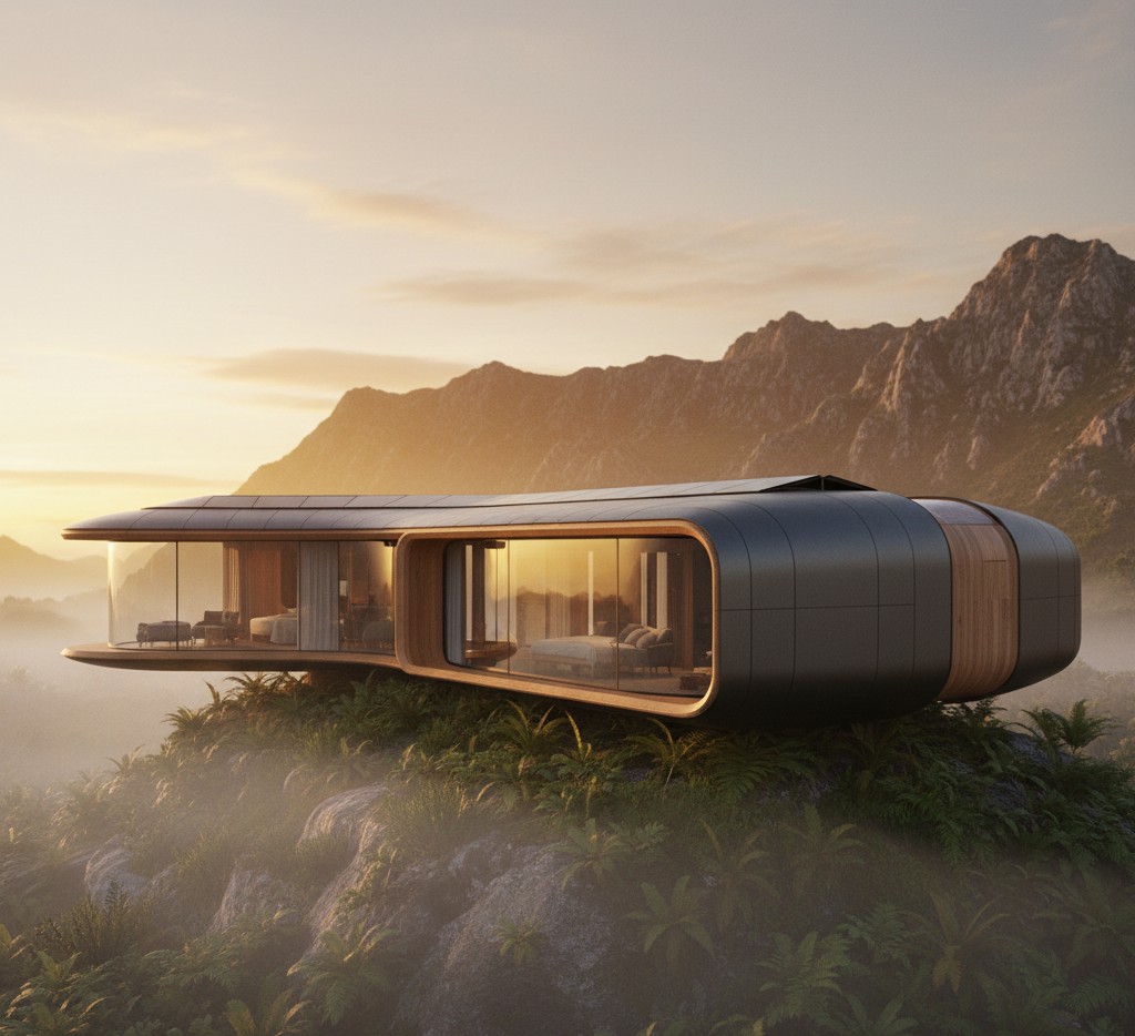 Alaṅö Habitat - a futuristic, organic architectural design integrated with nature.