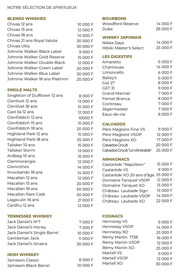 Carte de Le Comptoir Bar & Restaurant — page 8