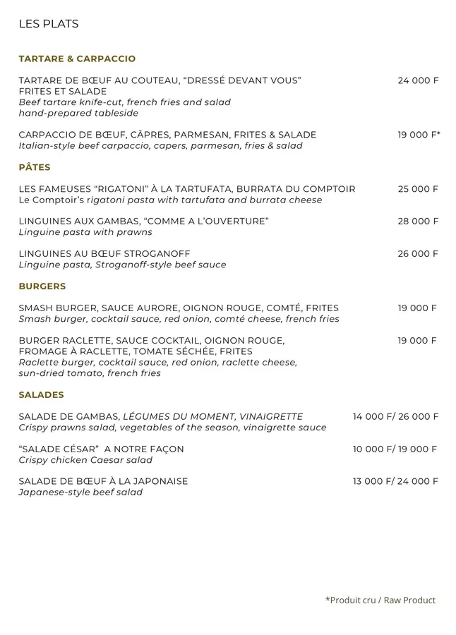 Carte de Le Comptoir Bar & Restaurant — page 10