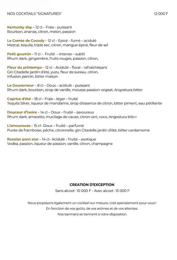 Carte de Le Comptoir Bar & Restaurant — page 2