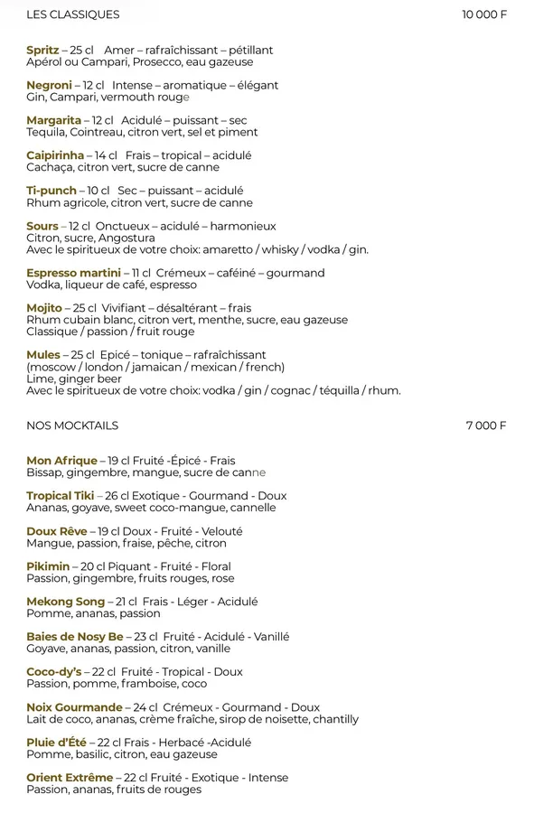 Carte de Le Comptoir Bar & Restaurant — page 5