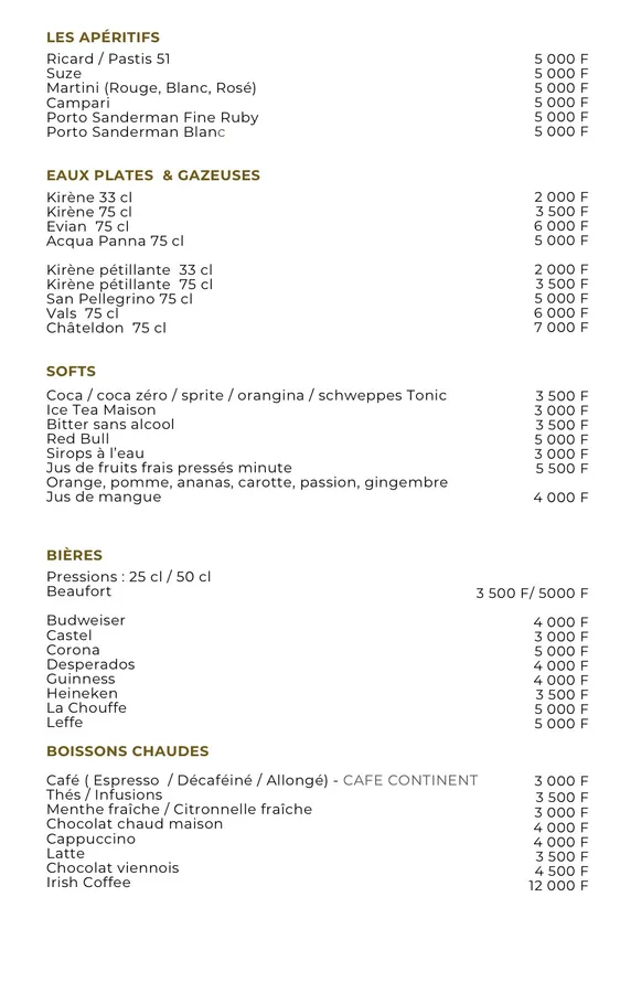 Carte de Le Comptoir Bar & Restaurant — page 4