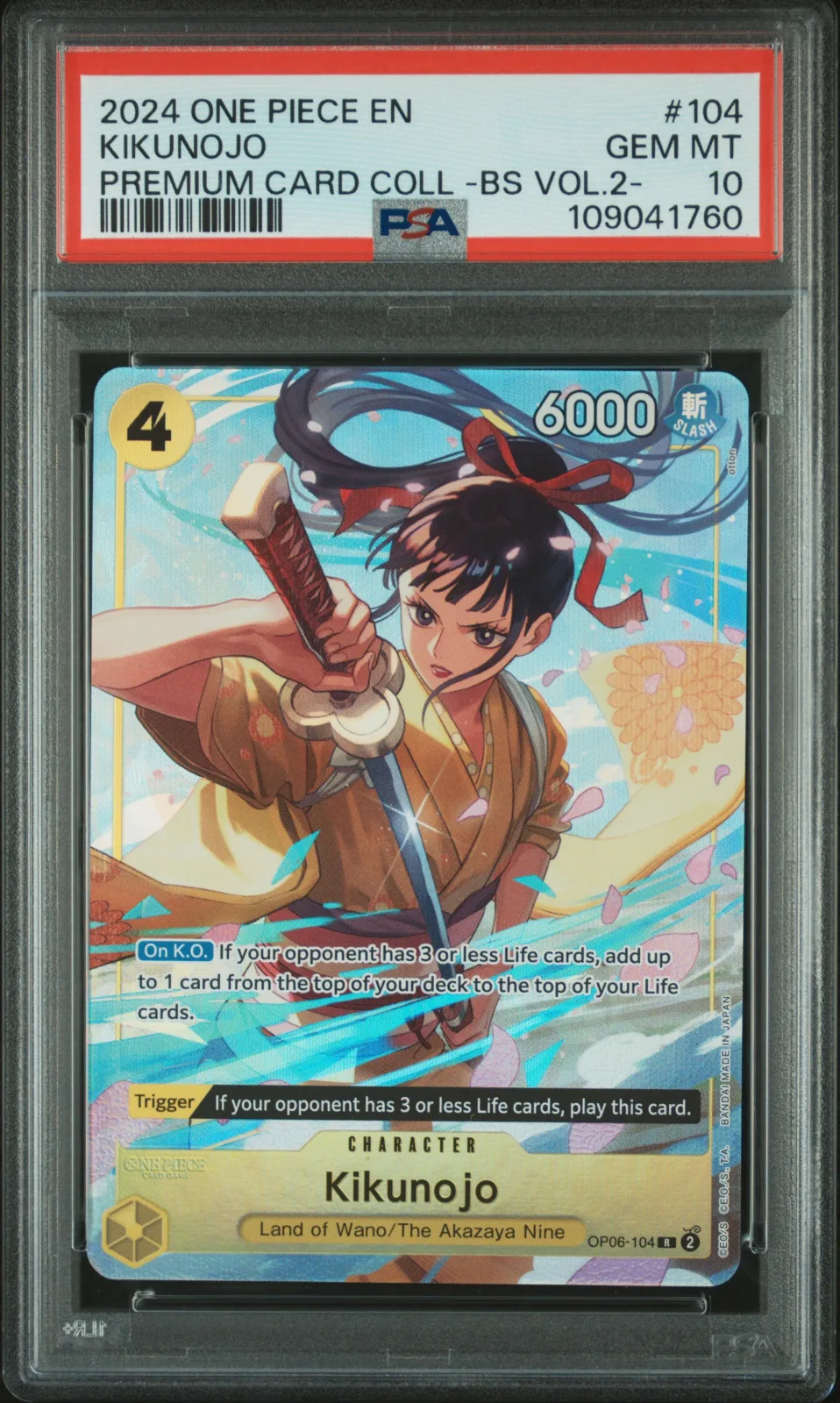 2024 ONE PIECE PREMIUM CARD COLLECTION -BEST SELECTION VOL.2- #104 KIKUNOJO — PSA 10