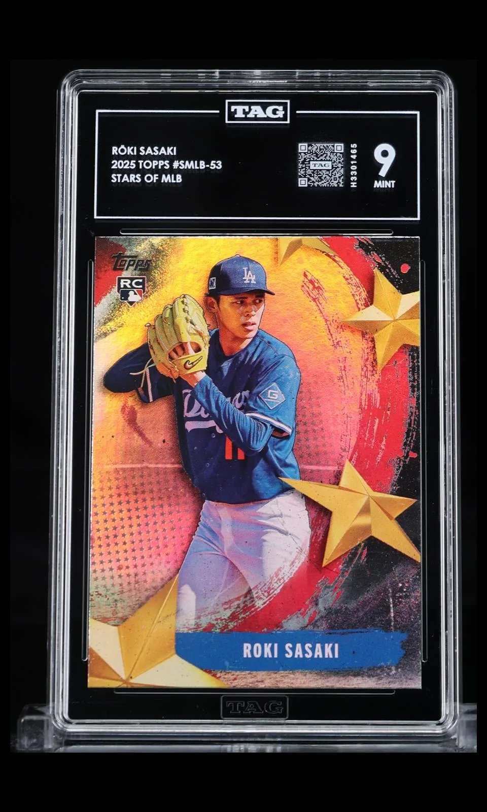 2025 Topps Stars of MLB #SMLB-53 — Rōki Sasaki — Rookie — TAG 9 MINT