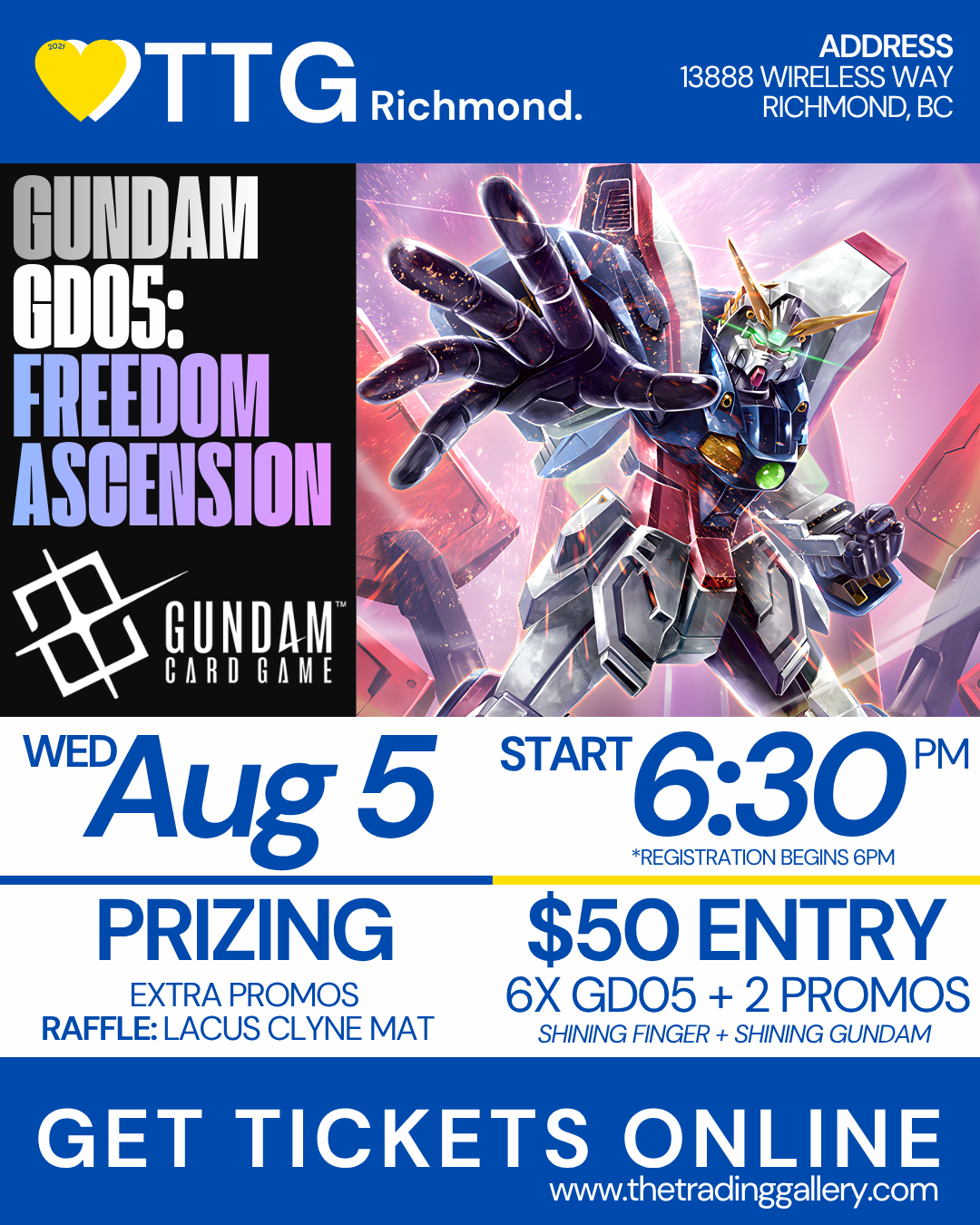 Gundam GD05 Freedom Ascension Release Event (Richmond | Wednesday August 5, 2026 | 6:30PM)