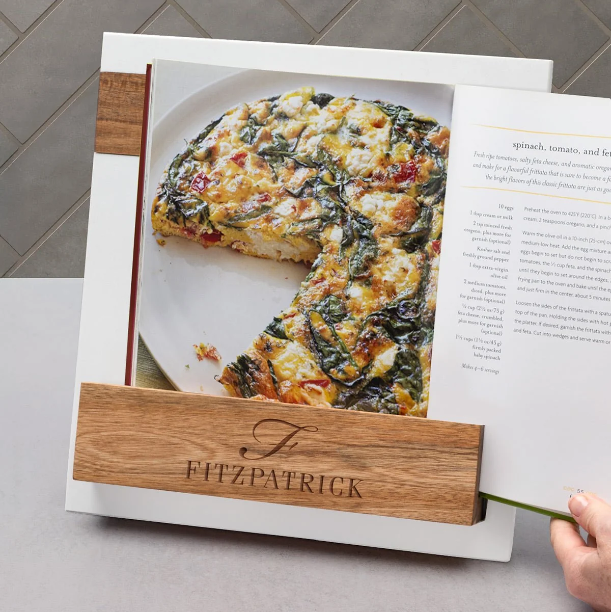 Winslow Custom Cookbook Stand - White Marble & Wood — HomeWetBar 