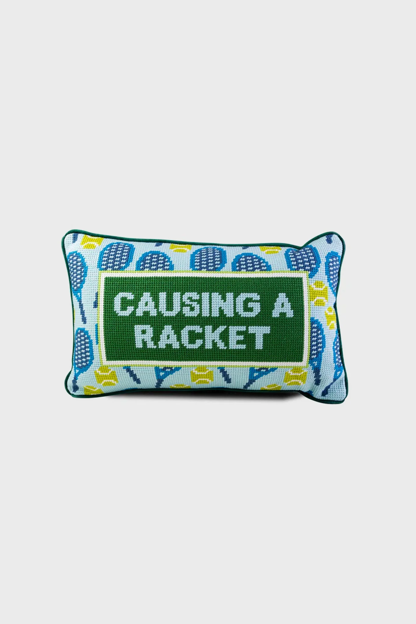 Causing A Racket Needlepoint Pillow — Tuckernuck