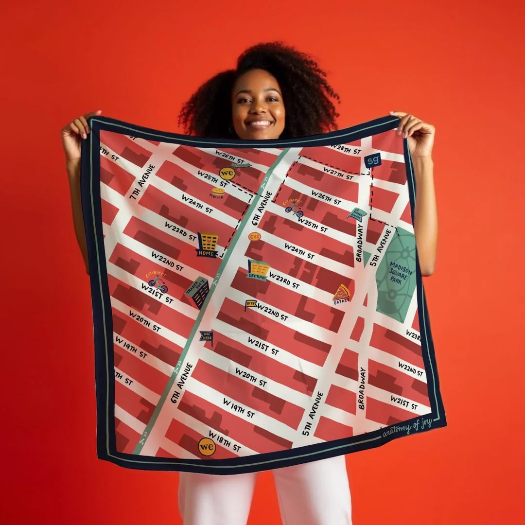 Custom illustrated map scarf — Etsy
