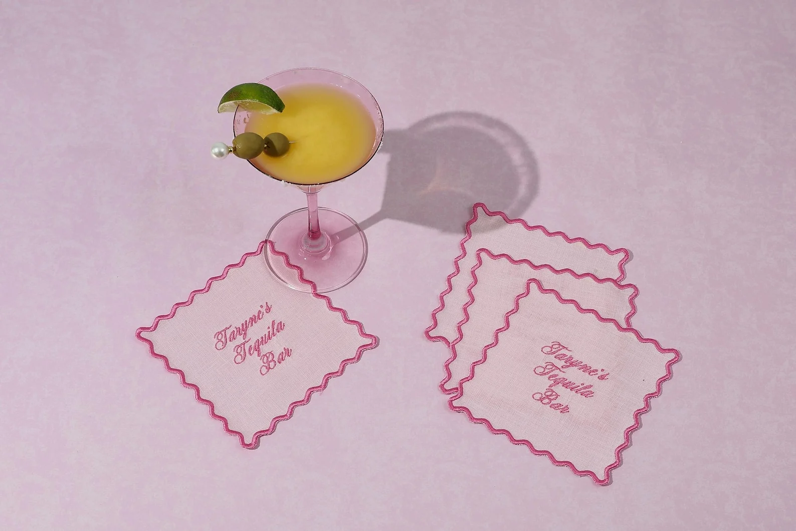 Personalized Scallop Linen Cocktail Napkins - Set of 4 — Etsy