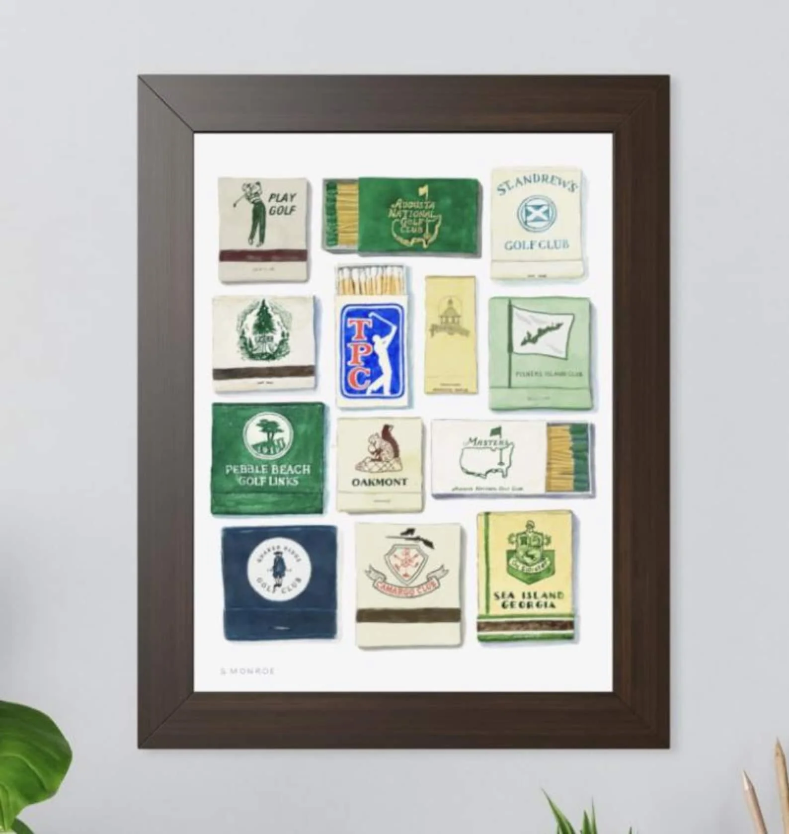Famous golf courses matchbook covers art — Etsy