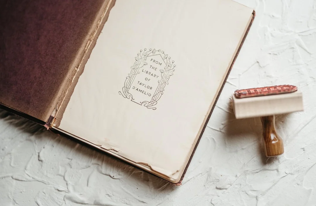 Art deco library stamp — Etsy