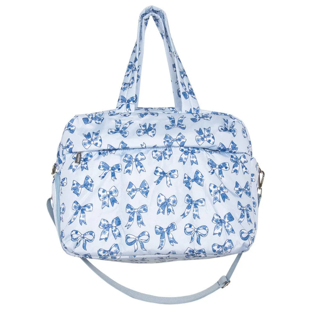 Weekender Bag - Toile Coquette Bows - Light Blue — Cheeky Plum