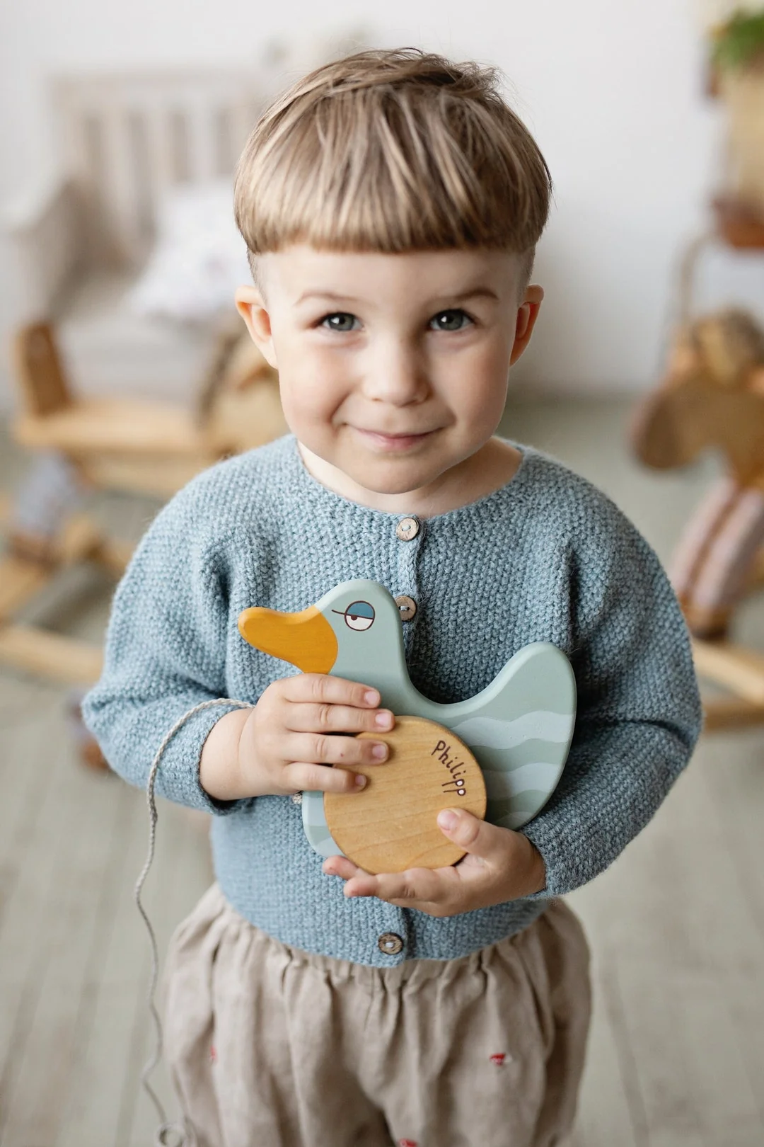 Wooden pull toy duck — Etsy