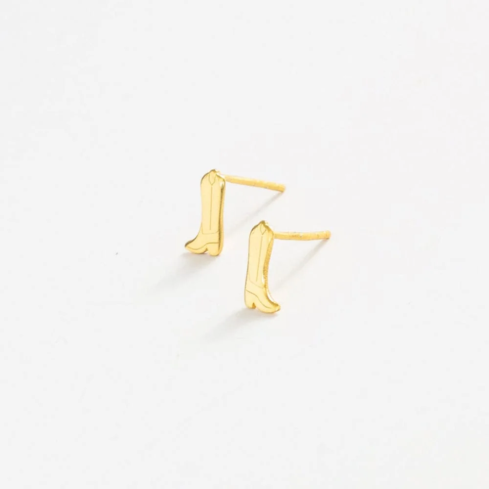 Cowboy Boot Post Earrings in 18k Gold — INK+ALLOY