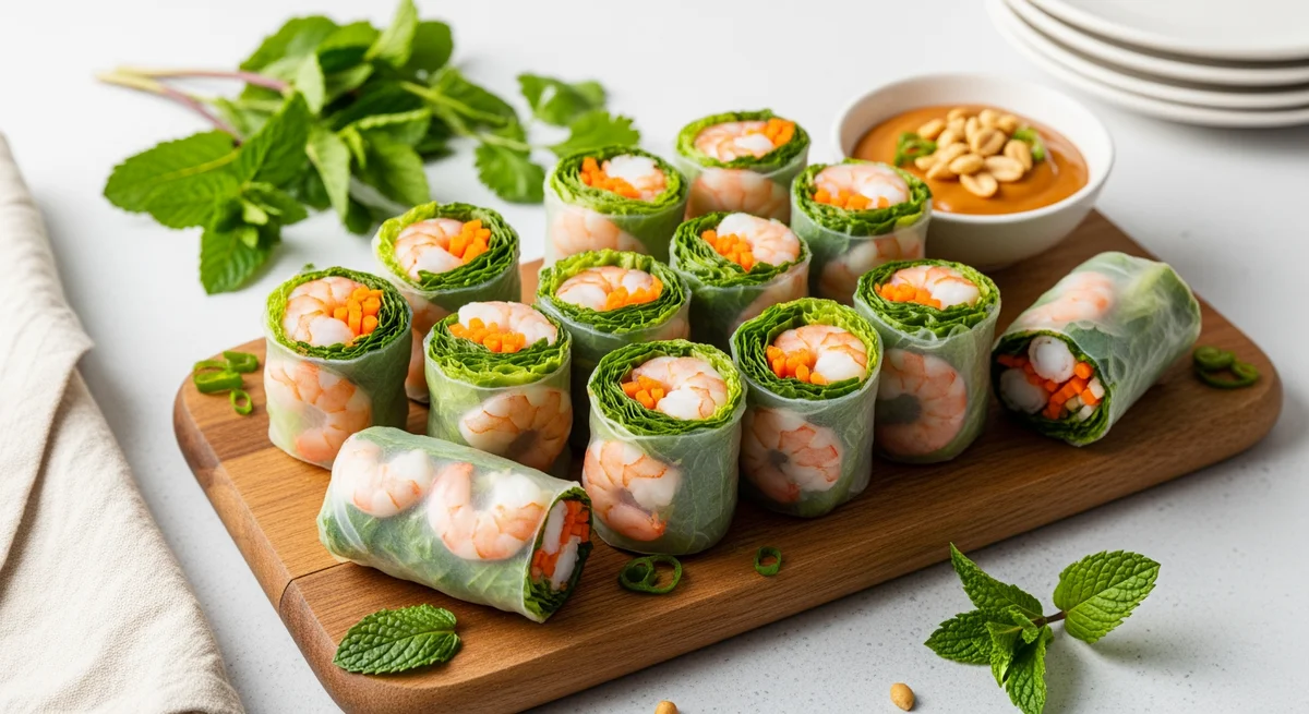 Traditional Vietnamese Gỏi Cuốn (Fresh Spring Rolls)
