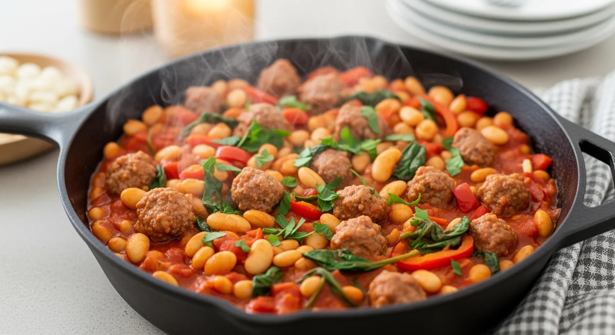 One-Pan Sausage and White Bean Skillet
