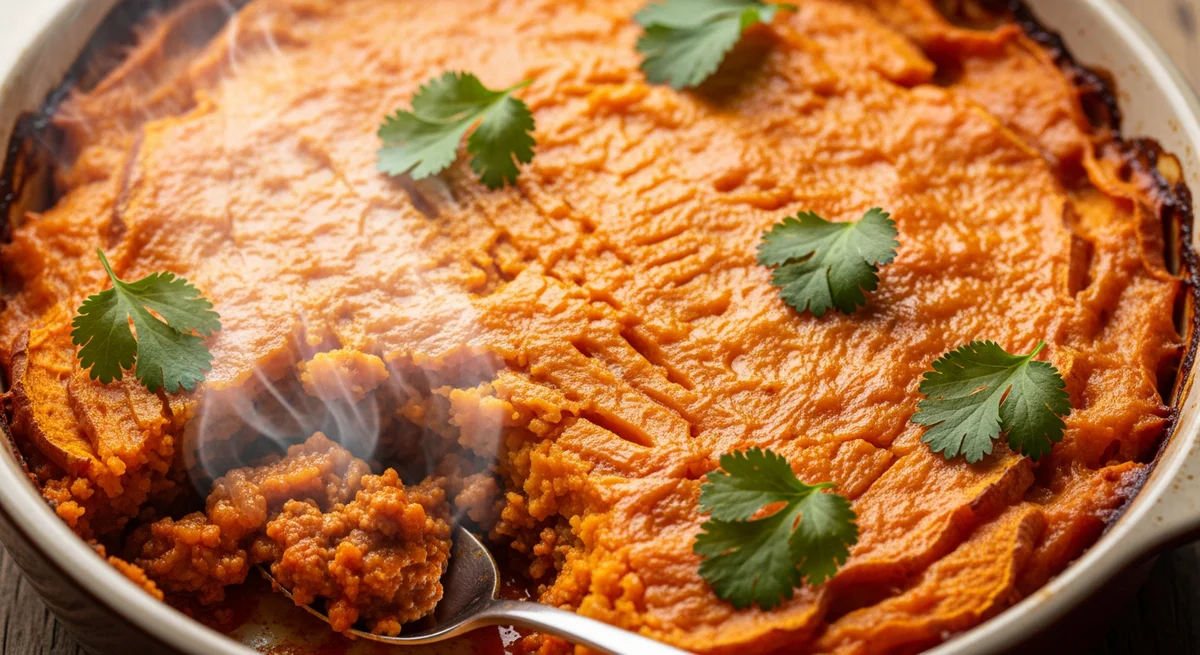 Tandoori Spiced Shepherd's Pie with Sweet Potato Topping