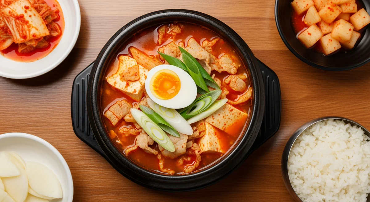 Traditional Korean Sundubu Jjigae (Soft Tofu Stew)