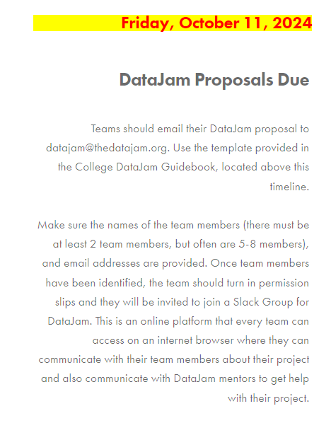 The DataJam - Community College Proposal Deadline Extended