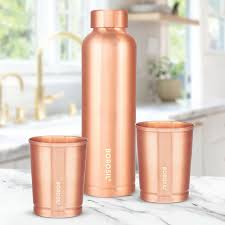 Premium Copper Bottle & Glass Set