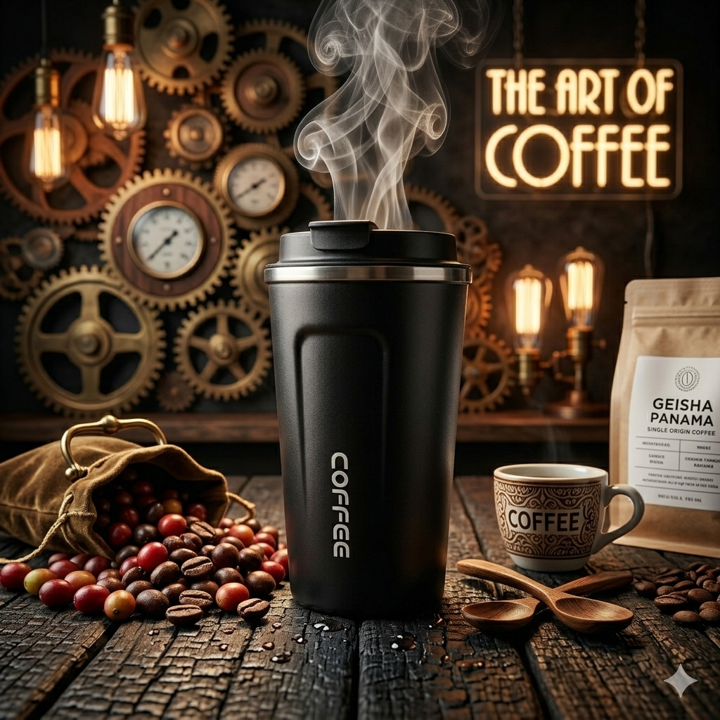 Stainless Steel Vacuum Insulated Coffee Mug 510ML Insulated Coffee Cups Double Walled Travel Mug, Car Coffee Mug with Leak Proof Lid Reusable Thermal Cup for Hot Cold (Black)